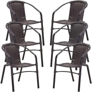 Imagem de 6 Cadeiras Floripa Em Alumínio Pintura Trama Original Tabaco