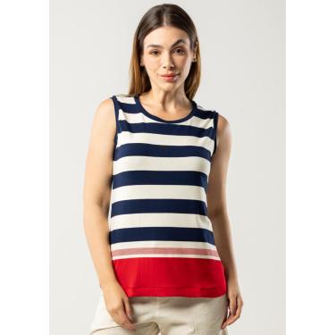 Imagem de Regata Pau a Pique Listrada Azul Marinho e Vermelho