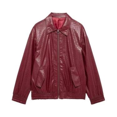 Imagem de Jaqueta Feminina Quente De Couro PU Com Mangas Longas E Zíper, Casaco 