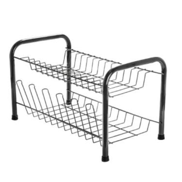 Imagem de Escorredor De Louças Cozinha Porta Copo Talher Duplo Preto - AZZO
