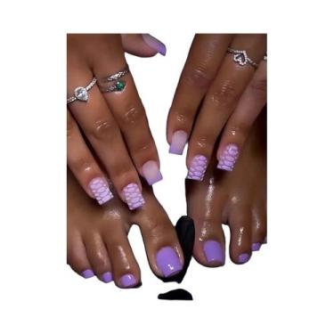 Imagem de Unhas Postiças Nude Brilhantes 48 Peças Com Borda Francesa Preta Para 