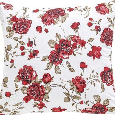 Imagem de Capa De Almofada Craft 1 Peça Percal 200 Fios 100% Algodão - Estampa Rosas Vermelha