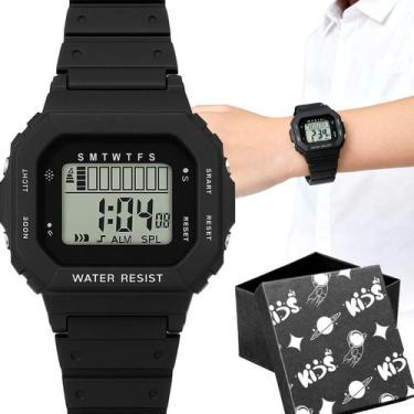 Imagem de Relogio Digital Infantil Menino Silicone Criança + Caixa criança cinza