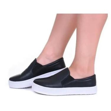 Imagem de Tênis Slip On Preto em Couro Sola FlatForm - Izabela Araújo, Preto, 36