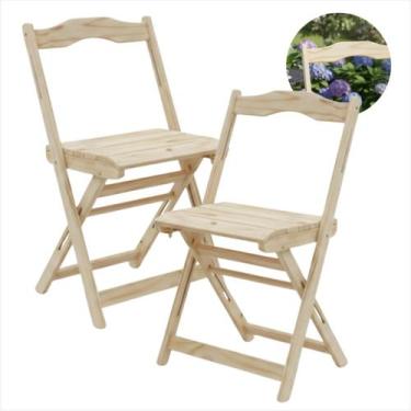 Imagem de Jogo Cadeiras Dobrável Madeira Pinus Bar Restaurante Kit Área Gourmet 