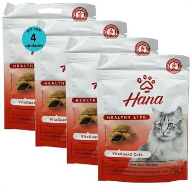 Imagem de Snack hana healthy life vitaguard cats para gatos adultos 60g kit com 