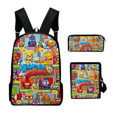 Imagem de Conjunto de mochilas escolares Super-Zinges Anime Satchel 3D para estu