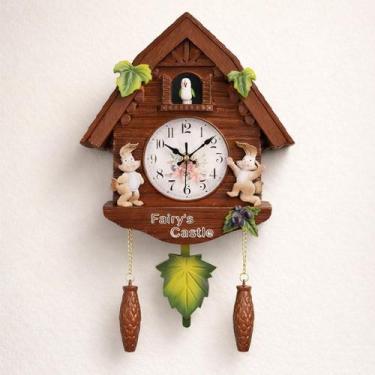 Imagem de Relógio Cuco Decorativo Musical Com Pêndulo Parede Clássico Silencioso