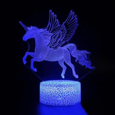 Imagem de LED 3D Night Light Unicorn para quarto de crianças com luz colorida - 