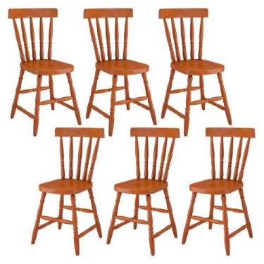 Imagem de Kit 06 Cadeiras Madeira Macica Pes Torneados 150LB Mell Brilho Marjori