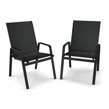 Imagem de kit 2 cadeira Riviera Piscina Praia Alumínio Preto Tela Preto - Aluv M