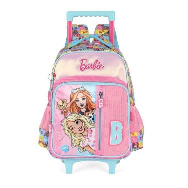 Imagem de Mochila Infantil de Rodinhas Média Barbie Náilon Estampada-Feminino