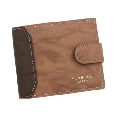 Imagem de Carteira Masculina Slim De Couro PU, Porta-Cartões Curto, Porta-Fotos 