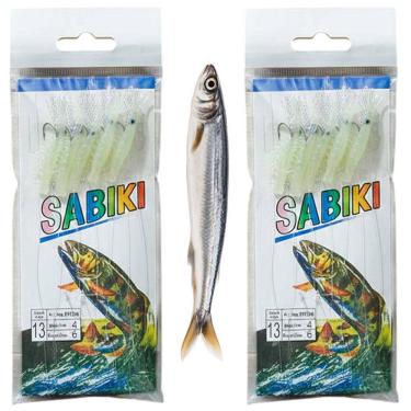 Imagem de Isca Camarao Sabiki Pesca Artificial Kit 2 Anzol 13 Fluorescente Robalo Lambari Tucunare Pescaria Mar Açude Rio Lago