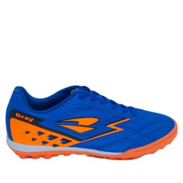 Imagem de Chuteira Dray Society Topfly Azul + Laranja-Unissex