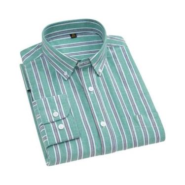 Imagem de Camisa Oxford Masculina Oversized 10XL 11XL 100% Algodão Moda Casual N