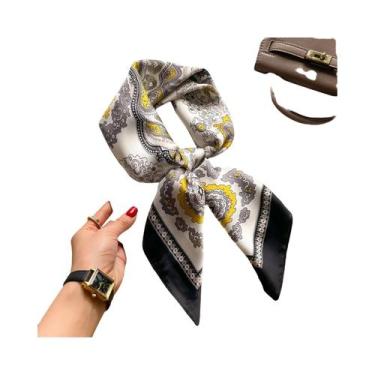 Imagem de Lenço De Seda Feminino 70x70cm Luxuoso Com Estampa De Corrente Fino Pa