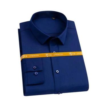 Imagem de Camisa Social Masculina Branca Slim Fit De Fibra De Bambu Antirrugas M