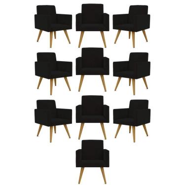 Imagem de Kit 10 Cadeiras Poltronas Decorativa - Escritório - Recepção Cor:preto