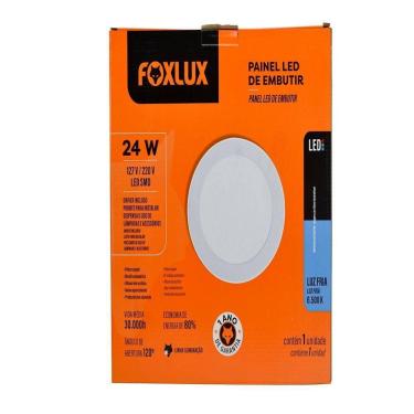 Imagem de Painel Led Foxlux Redondo Embutir 24w 6500k Bivolt Branco