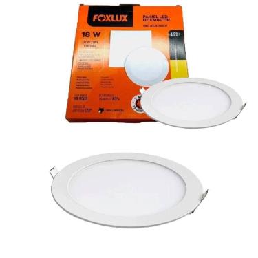 Imagem de Kit 2 Painel Led Foxlux Redondo Embutir 18w 3000k Branco