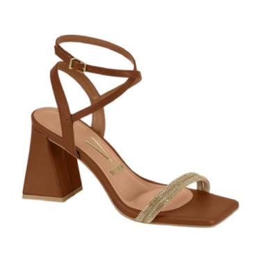 Imagem de Sandália Vizzano 6464.145 De Salto Bloco, 37, Bege, Golden shadow, Moc