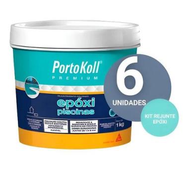 Imagem de Kit 6 Rejunte Epoxi Piscina e Porcelanato Portokoll 1KG Branco - Sika