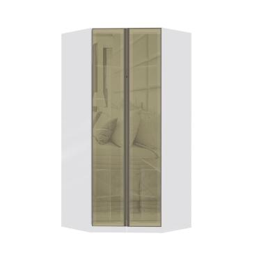 Imagem de Guarda Roupa Modulado Canto Closet Prime Luciane 2 Portas Vidro Reflecta Bronze MDP Branco