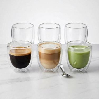 Imagem de Kit 6 Copos Vidro Duplo 200ml Parede Dupla Térmico Café Expresso