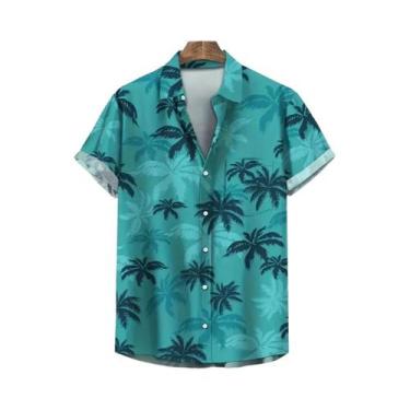 Imagem de Camisa Casual Masculina Oversized Com Estampa Listrada, Manga Curta, M