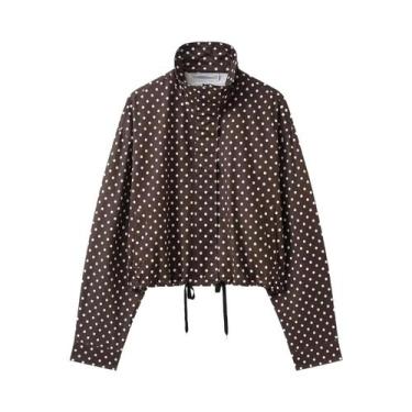 Imagem de Conjunto Vintage Feminino Com Estampa De Poá, Jaqueta De Manga Longa C