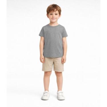 Imagem de Blusa Infantil Unissex Manga Curta Lisa Soletex Cinza, 4, Cinza