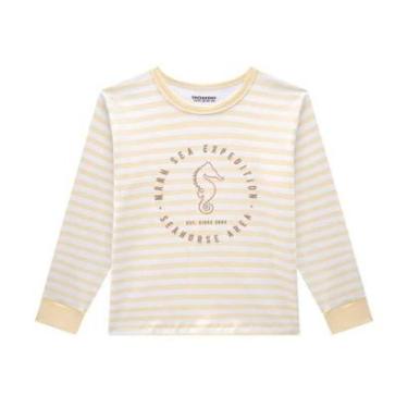 Imagem de Camiseta Manga Longa Infantil Listrada Amarelo Onda Marinha-Masculino