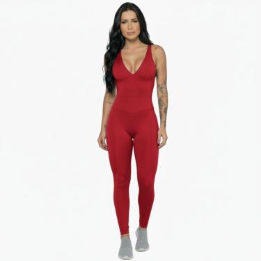 Imagem de Macacão Liso Longo Com Bojo Bella Fiore Roupa para Academia Treino Suplex Moda Fitness Feminina-Feminino