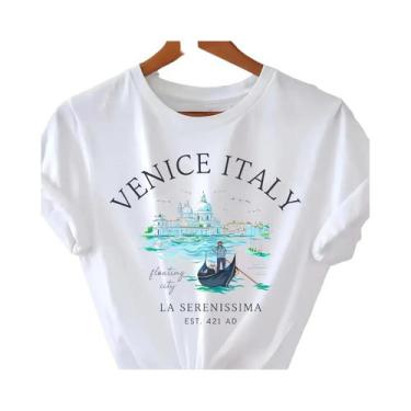 Imagem de Camiseta Feminina Com Estampa Da Itália, Manga Curta, Gola Redonda, To
