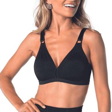 Imagem de Sutiã Olimpo Poá Tecido Macio Respirável Poliamida DeMillus, Preto, 46
