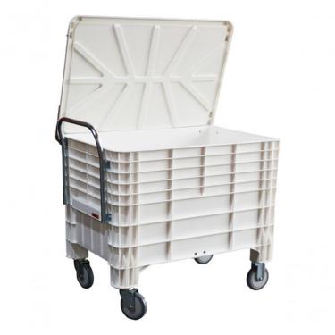 Imagem de Carro Caixa Lixeira Contêiner 1030 para Resíduos 372L com Rodas 6" e Tampa Branco Higipack