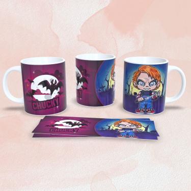 Imagem de Caneca Decorada Terror Estampa 1 para Café Chá e Chocolate em Porcelana 325 ml Resisten...