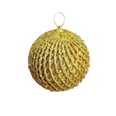 Imagem de Bola Decorativa de Natal Losangulo Relevo Glitter para Árvore e Arranjos com Losangos e...