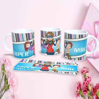 Imagem de Caneca de Porcelana Mães Estampa 16 para Presente 325ML com Estampa Temática Dia das Mã...