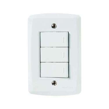 Imagem de Interruptor Simples Lux2 Conjunto 3 Peças 10A com Sistema Modular em uma Peça Branco Tr...