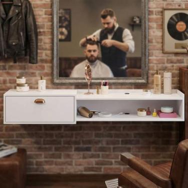 Imagem de Bancada Suporte Barbearia Completa Balcão Suspenso Salão De Beleza Est