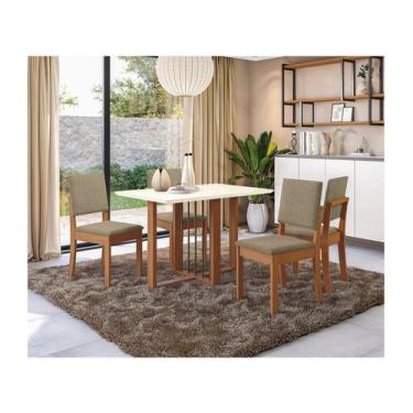 Imagem de Mesa de Jantar 4 Cadeiras Retangular Tampo de MDF com Vidro Malbec Kap