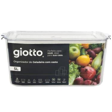 Imagem de Pote 5 Litros Hermetico Organizador de Geladeira Giotto (Pet) com Cest