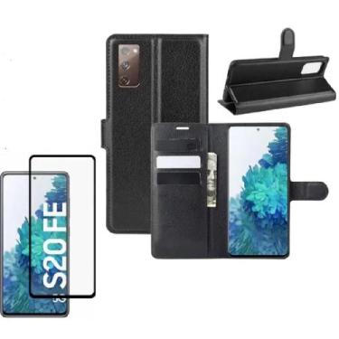 Imagem de Capa Capinha Carteira Preta + Pelicula Vidro 3D Para Samsung Galaxy S2