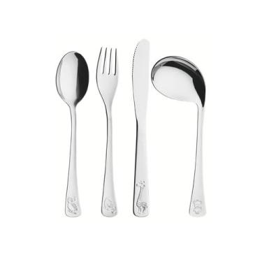 Imagem de Conjunto de Talheres Tramontina Inox Infantil 4 Peças, Prata, Baby Fri