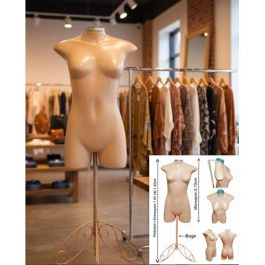 Imagem de Manequim feminino (Meio corpo modelo jó n.36) bege com tampa prata + p