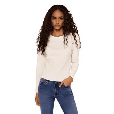 Imagem de Blusa Feminina Manga Longa Malha Canelada Lez A Lez, Off white, M