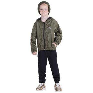 Imagem de Jaqueta infantil corta vento impermeavel c/ bolso e capuz - não molha 