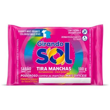 Imagem de Tira Manchas Em Barra Girando Sol 100G, Sabão Em Barra Tira Manchas, R